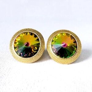 Vintage Aurora Rhinestone & Gold Tone Cuff Links. Men’s gift